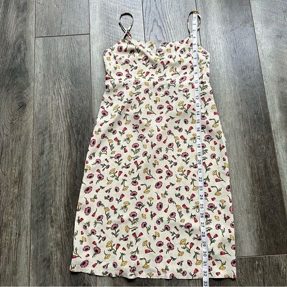 Vans Daly Floral Tan Tank Dress Size XXS Smocked Back Adjustable Spaghetti Strap - Picture 12 of 14
